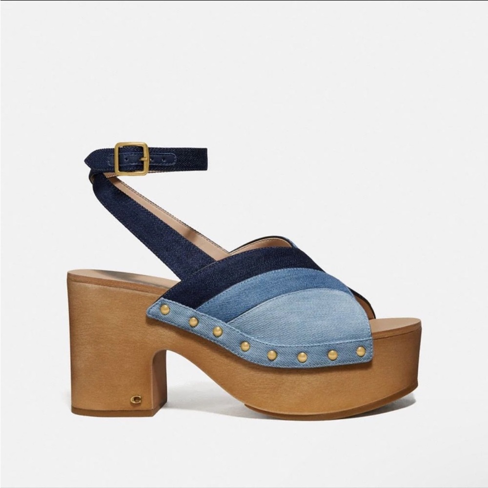 Coach Nettie 70s wooden denim clogs